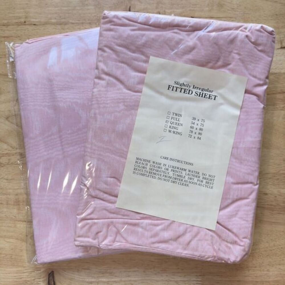 Laura Ashley Salon -Pink Vintage Cotton No-Iron QUEEN Sheets Flat Fitted NEW IRR